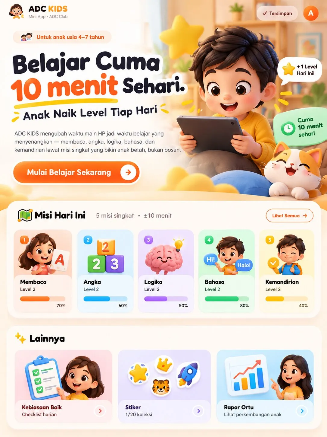 Tampilan ADC Kids Mini Apps